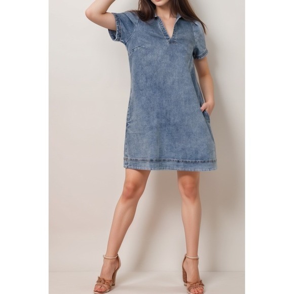 Baltic Born Dresses & Skirts - Baltic Born Sailor Mini Dress Women Sz 1X Denim Cotton Blend